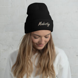 Modesty Branded Cuffed Beanie - Navy/Black - Image 4