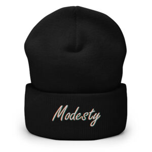 Modesty Branded Cuffed Beanie - Navy/Black - Image 6