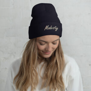 Modesty Branded Cuffed Beanie - Navy/Black - Image 3