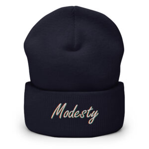 Modesty Branded Cuffed Beanie - Navy/Black