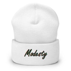 Modesty Branded Cuffed Beanie - White