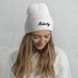 Modesty Branded Cuffed Beanie - White - Image 3