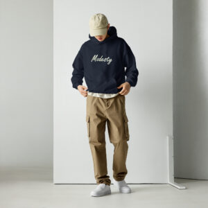 Modesty Branded Unisex Hoodie – Navy/Black - Image 3